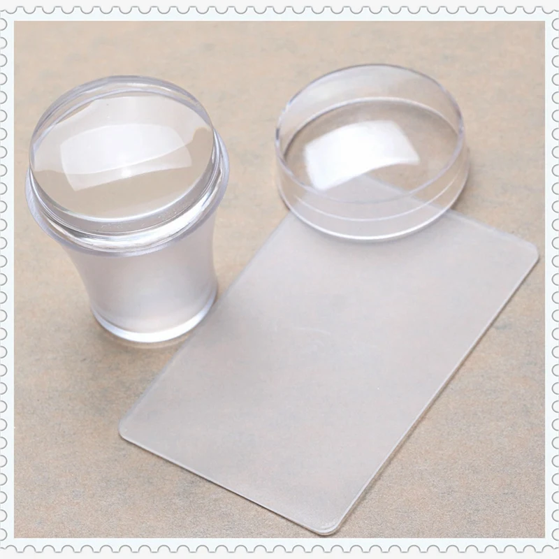 1Set Transparent Silicone Head Jelly Seal Stamps Stamping Nail Polish Nail Art Scraper Diy Tool Kit With Matte Handle
