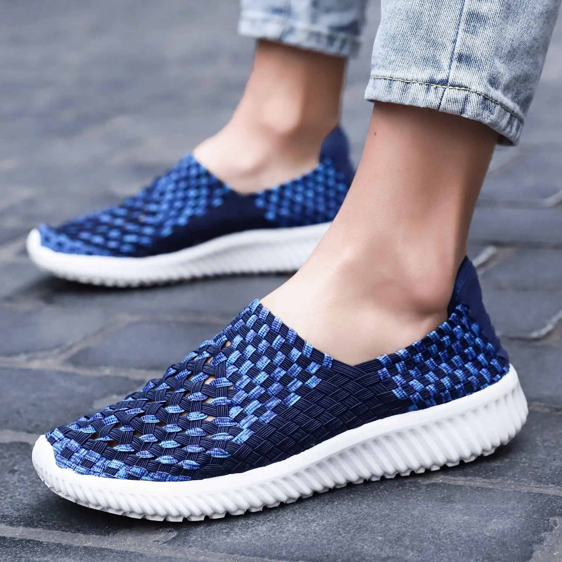 

New Style Summer Hand-knitted Shoes Korean-style Athletic Shoes Elasticity Hairband Shoes Breathable COUPLE'S Shoes Trend MEN'S