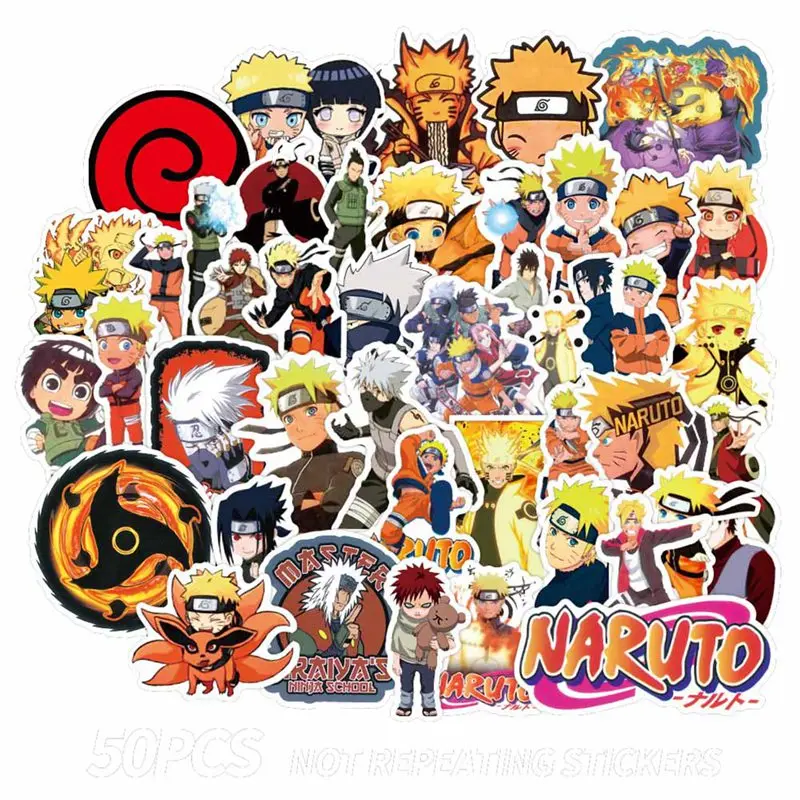 

50pcs Cartoon Anime NARUTO Waterproof Kids Stickers Skateboard Suitcase Guitar Graffiti DIY Sticker Children Classic Toys