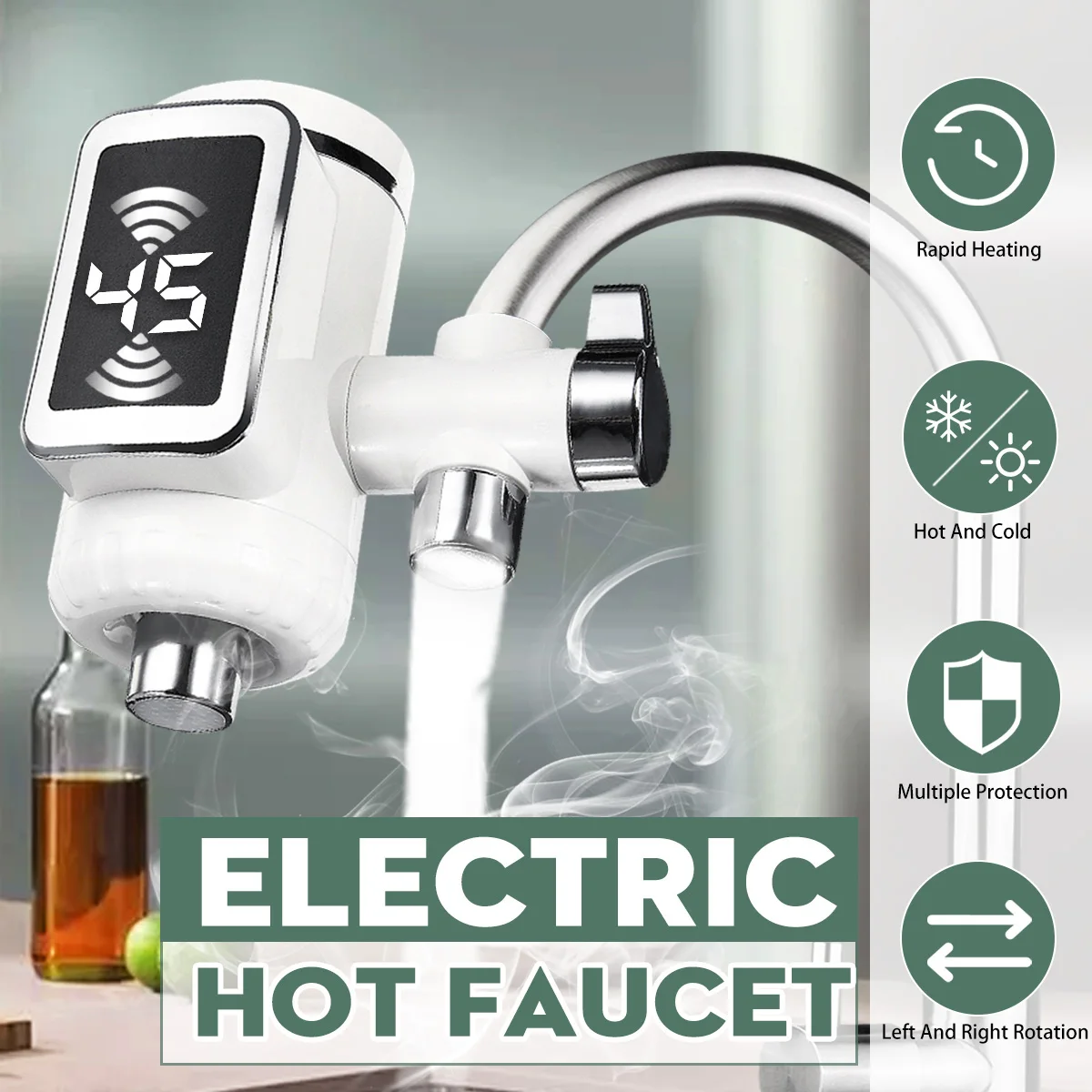 3000w Electric Faucet Water Heater Lcd Display Electric Instant Hot