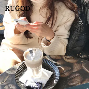 

RUGOD Korean New Style Chic Turtleneck Pullover Solid Color Woolen Swater Women Elegant Winter Tops For Women Fashion 2019