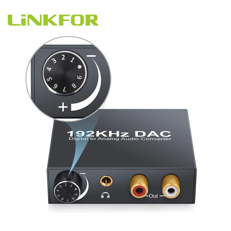LiNKFOR аудио ЦАП преобразователь цифро аналоговый с регулятором громкости 192 кГц