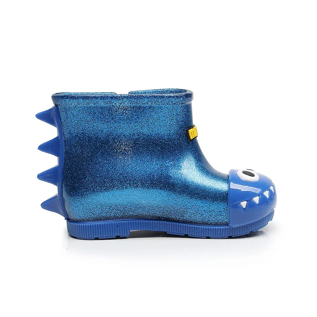 Детские непромокаемые ботинки с динозавром для малышей; Повседневная обувь принты животных с пряжкой на ремешке; резиновая обувь для малышей