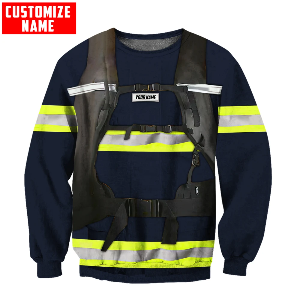 Customize Name Brave Firefighter 3D Printed Men Autumn Hoodie Unisex Hooded sweatshirt Streetwear Casual zipper hoodies DK419