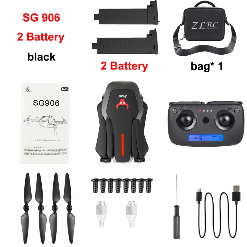 Black 2B With Bag SG906 gps Бесщеточный 4K Дрон с камерой RC Квадрокоптер DronHandbag 5G Wifi FPV Дрон оптический поток позиционирования высота удержания - Цвет: Black 2B With Bag