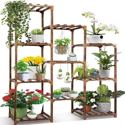 Support en bois pour plantes d'intérieur et d'extérieur, présentoir multicouche pour plantes de jardin, salon, balcon, cour 
