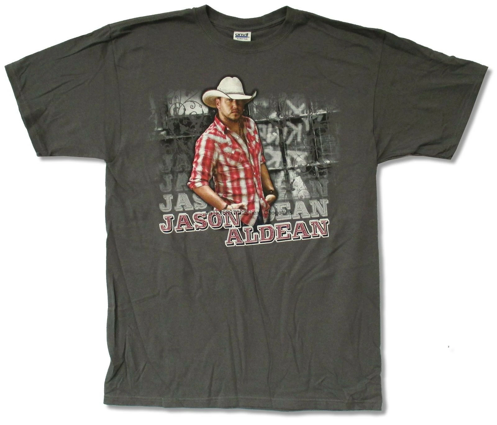 Джейсон Aldean в красную клетку Live 2011 серая футболка новый официальный страна тур |
