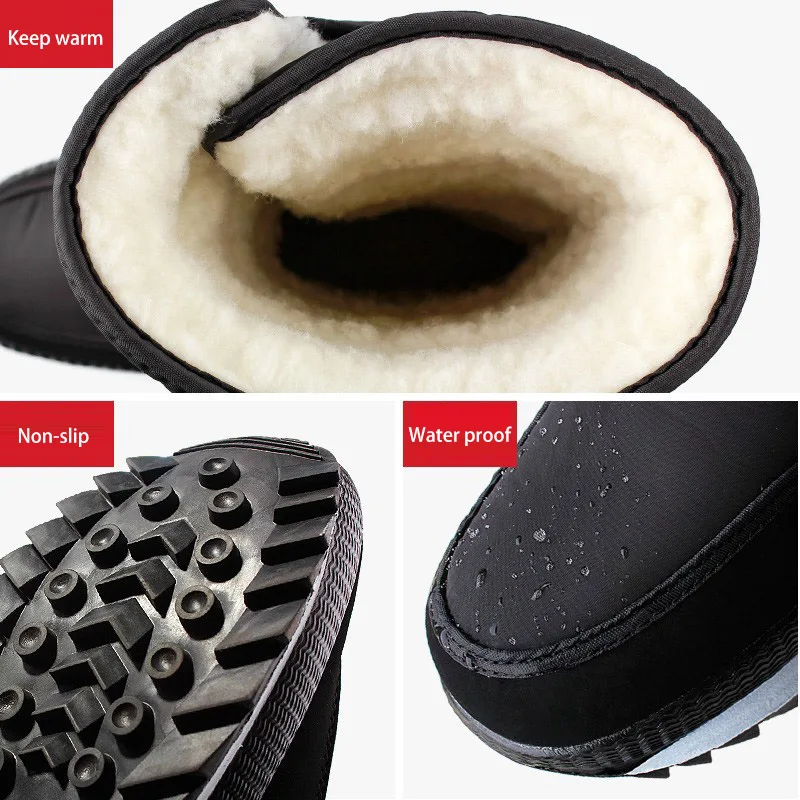 Men Snow Boots Winter Female Boots Thick Plush Waterproof Non-slip Thigh High Boots Large Size 47 Warm Fur Lovers Winter Shoes