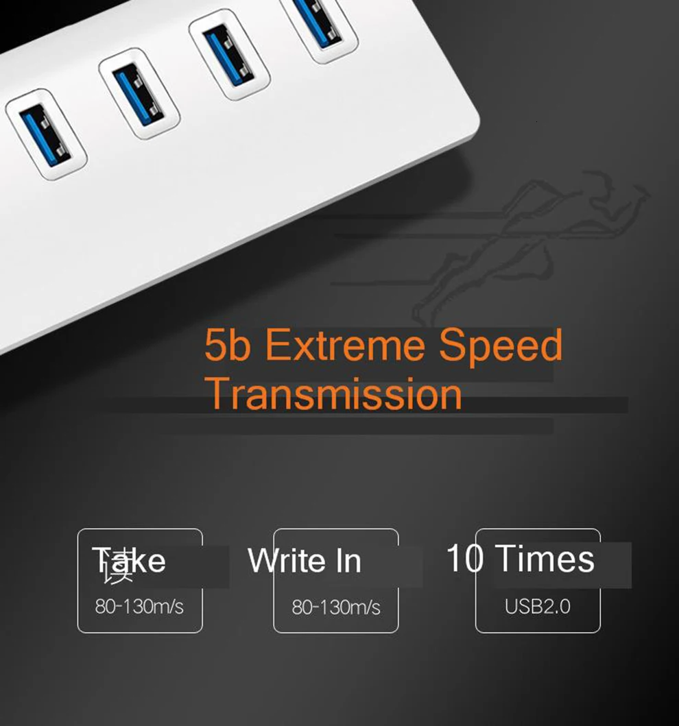 SeenDa 7 портов Алюминиевый USB 3,0 концентратор 5 Гбит/с высокоскоростной адаптер питания мульти USB 3,0 концентратор USB разветвитель для портативных ПК