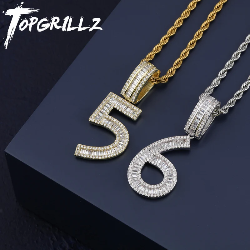 TOPGRILLZ 1 9 букв имя номер кулон и ожерелье золотой серебряный цвет сверкающий