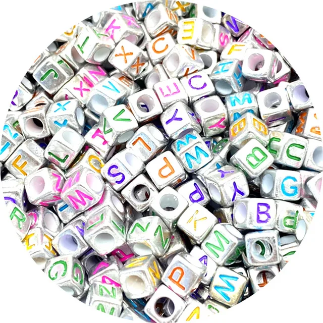100pcs 6mm Mixed Square Alphabet Letter Beads Charms Bracelet Necklace For Jewelry Making DIY Accessories 30