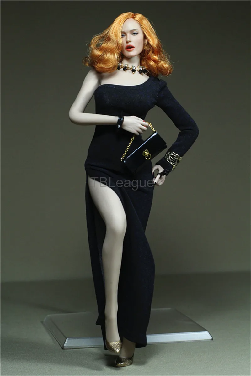 Tbleague 1/6 Scale Black Evening Dress Night Lilac Female Soldier ...