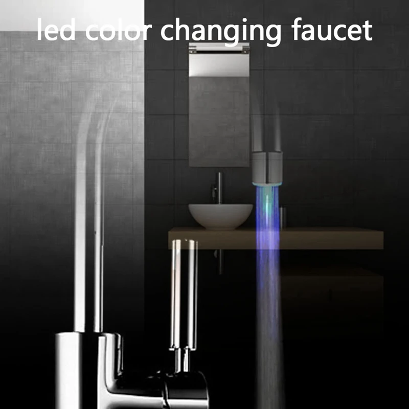 

Creative Kitchen Bathroom Light-Up LED Faucet Colorful Changing Glow Nozzle Shower Head Water Tap Filter No Battery Suppy