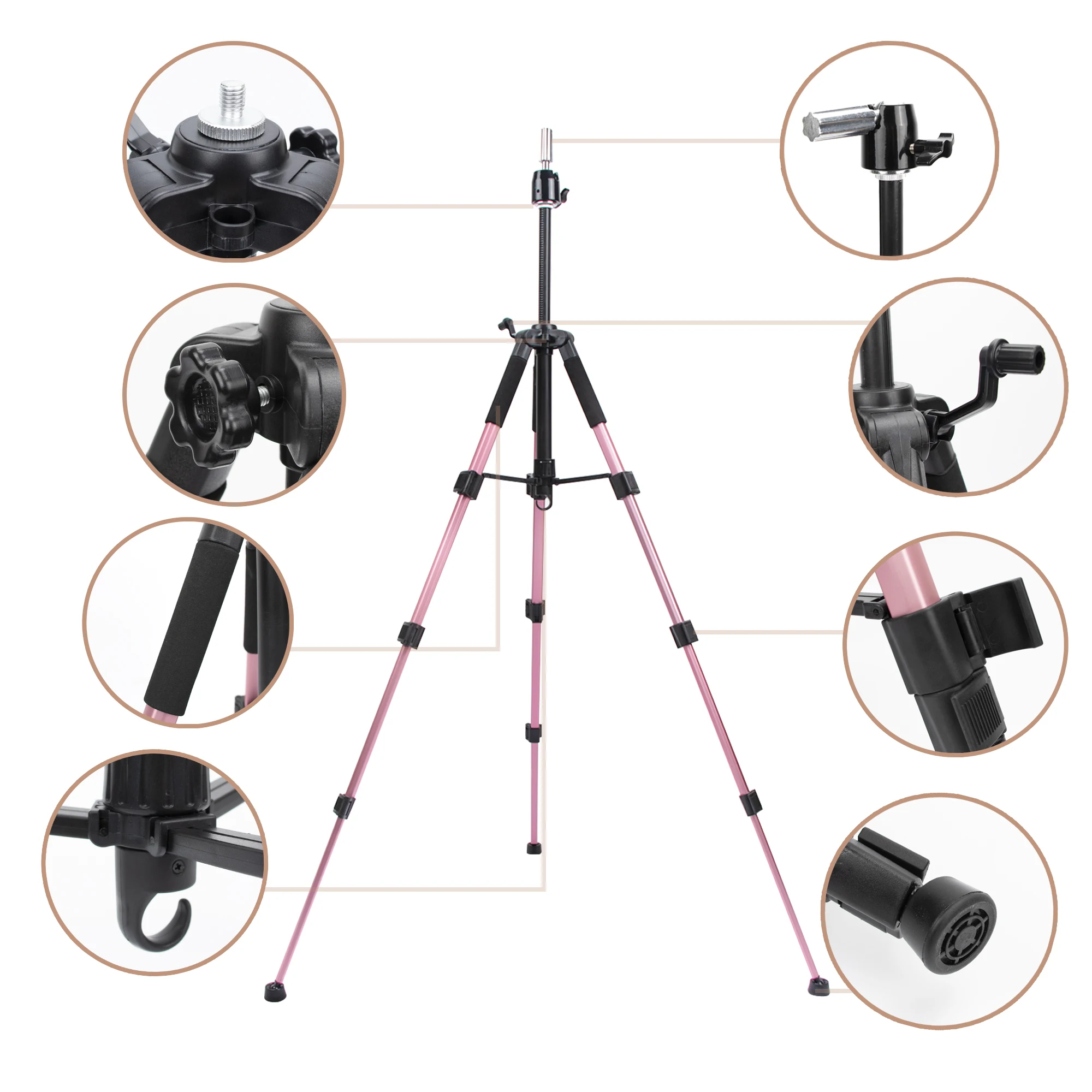 GEX Multifunction Training Mannequin Tripod / Camera Stand Canvas Block  Mannequin Head Cosmetology Hair Wig Stand