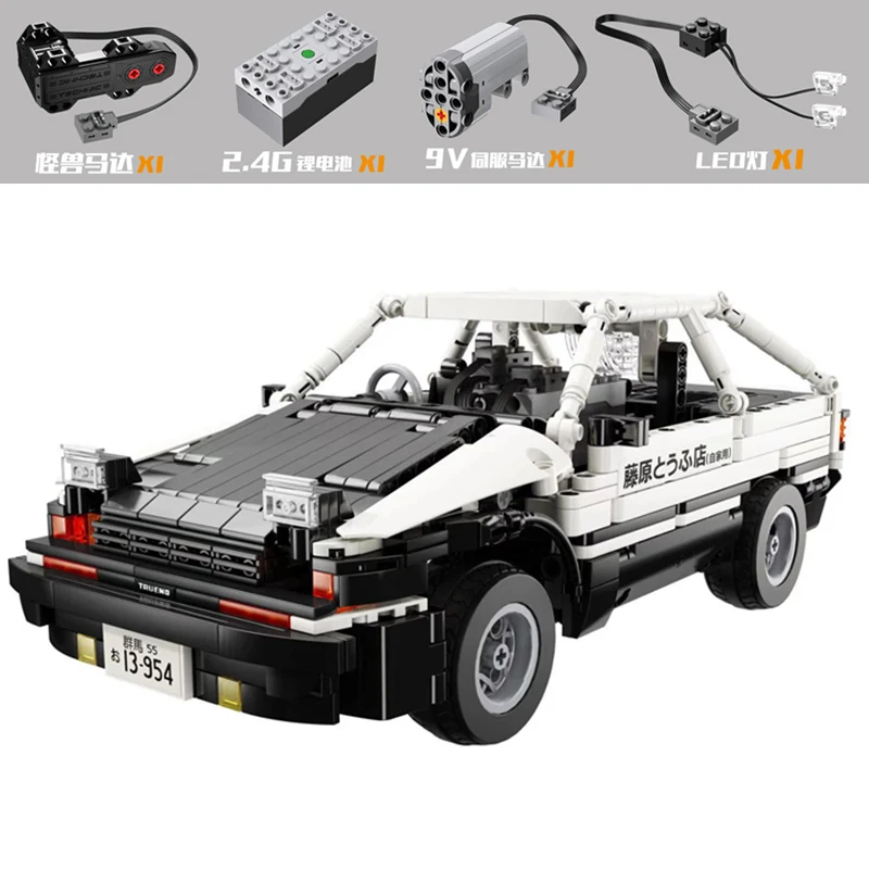 DHL MOC Technic Initial D Toyota K81 AE86 супер RC автомобили с моторными огнями строительные блоки модель кирпичи детские рождественские игрушки - Цвет: 965Pcs