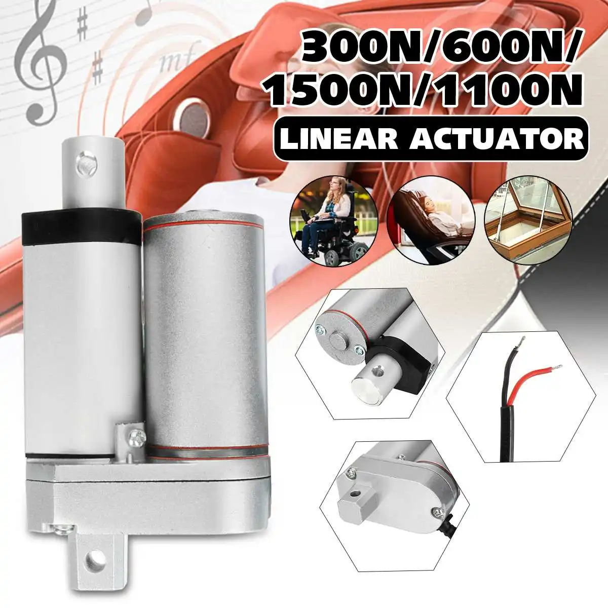 DC24V 20 мм 300/600/1100/1500N электрический линейный привод двигателя для lectric самостоятельного одноколесного скутера входное напряжение диапазонов