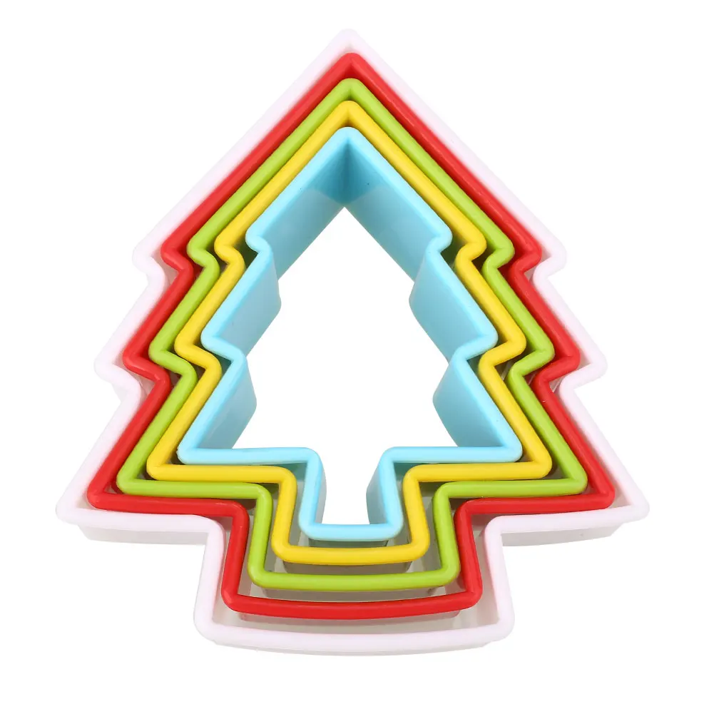 Новогодние ёлки узор 5 шт./компл. печенья прессформы выпечки инструмент для выпечки многоцветный DIY формы для сахара Fondant(сахарная) Кухня
