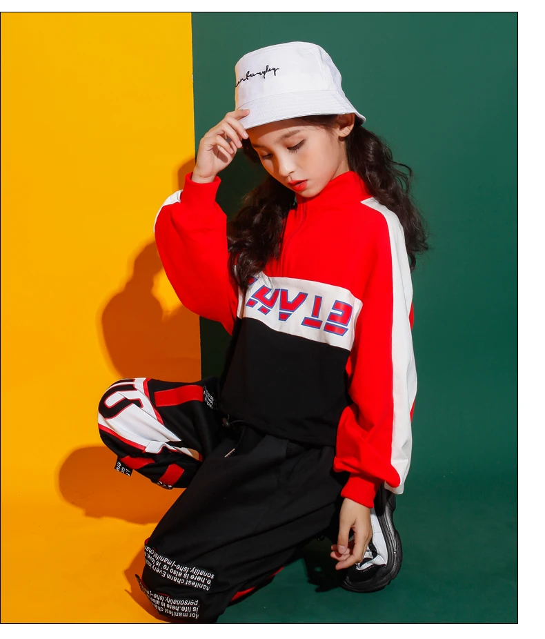 Hip Hop Dance Costumes Kids Red High Neck Long Sleeve Jacket Pants Children Street Clothes Boys Jazz Wear Performer Stage Outfit (9)