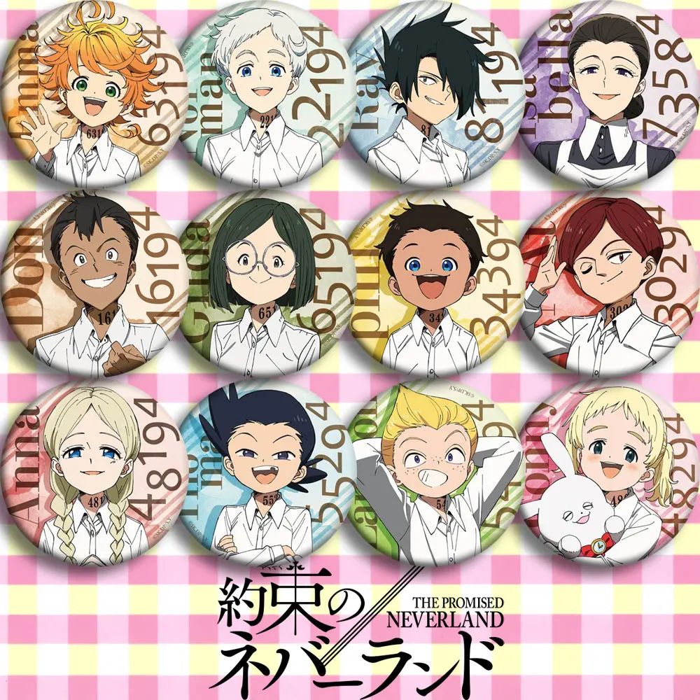 

Japan Anime The Promised Neverland Cosplay Badge Cartoon Brooch Pins Collection Bags Badges For Backpacks Button gifts