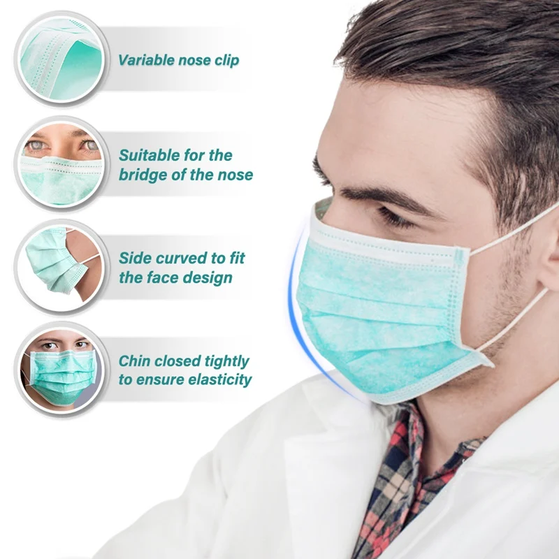 

50pcs High Quality Disposable Epidemic Mask Three Layers Of Non-woven Anti Virus Fabric Dustproof And Breathable Mask N 2020 new