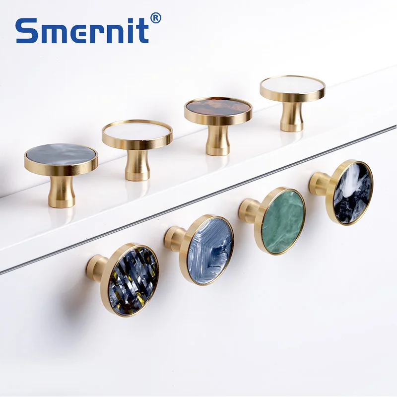 Door Handles Cabinet Handles Brass Door Knobs and Handles for Cabinet Shell Resin Elegant Furniture Handles Kitchen Cupboard Drawer Pulls Wall Hanging Hooks