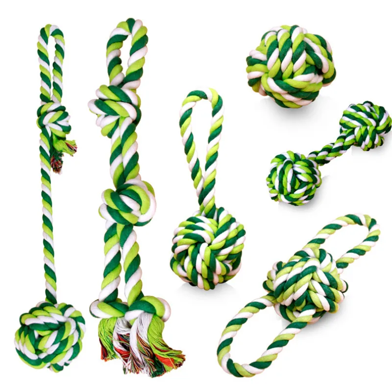 

1 PCS Pet Supply Dog Toys Dogs Chew Teeth Clean Outdoor Traning Fun Playing Green Rope Ball Toy For Large Small Dog Cat