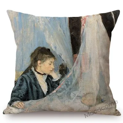 Французский женский Импрессионистский художник Berthe Morisot Колыбель галерея картина маслом бросок наволочки для диванной подушки льняная