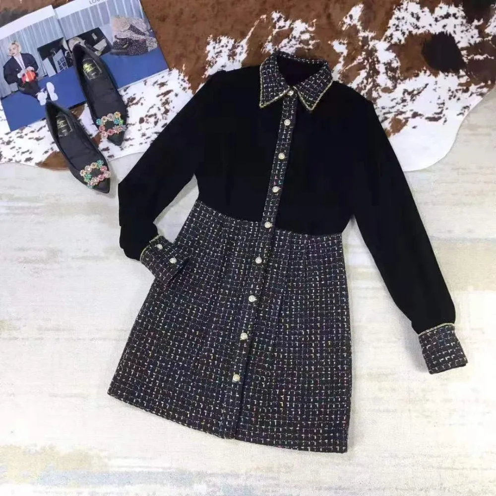 AH101234 High quality New Fashion Women spring Dress Luxury famous Brand European Design party style dress