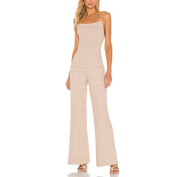 

2020 fashion solid Jumpsuit Wide Leg Jumpsuit full length romper Hidden back zipper closure Adjustable back tie closure Jersey