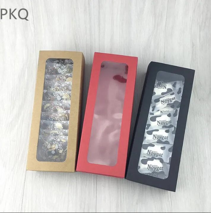 20 шт DIY бумажная коробка с окном красный/черный/крафт-бумага подарочная коробка подарочная упаковка для свадьбы небольшие подарки для вечеринки упаковка коробка конфет