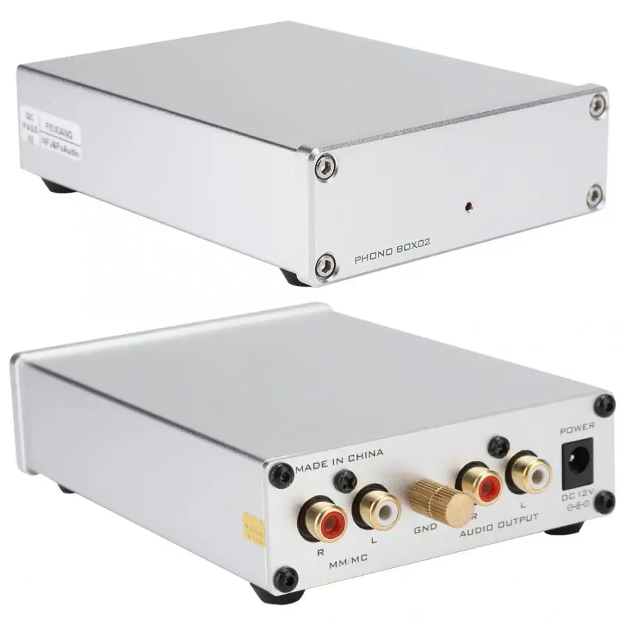 BOX02 мини мм/MC PHONO pick-up Предварительный усилитель для RCA выход DC12V 110-240 в усилитель