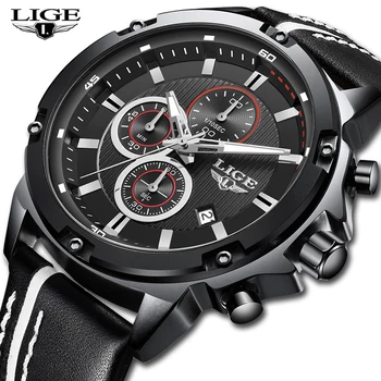 

2020 New LIGE Men Watches Top Brand Luxury Leather Business Waterproof Watch Men Casual Quartz Clock Male Chronograph Reloj+Box