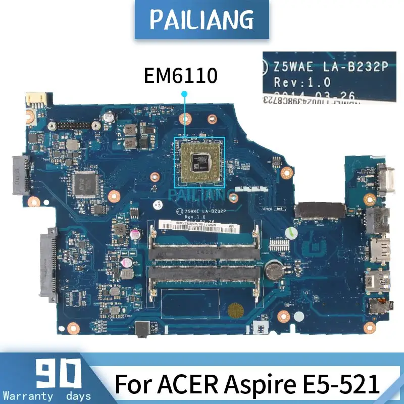 Материнская плата для ноутбука PAILIANG ACER Aspire E5 521 Core EM6110 материнская DDR3