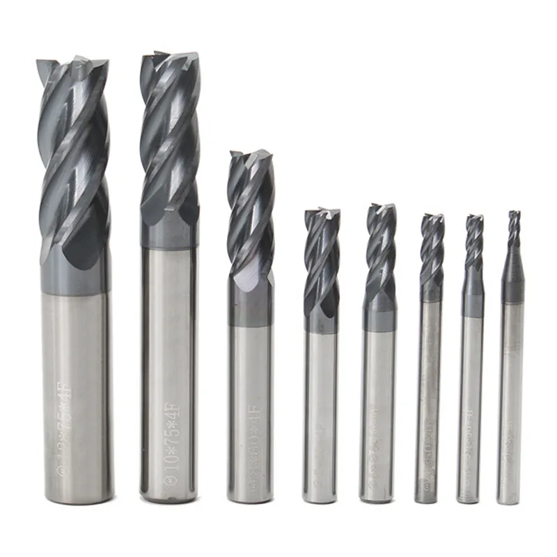 8Pcs/Set 1-12mm 4 Flutes Carbide End Mill Set Tungsten Steel Milling   H R Y 