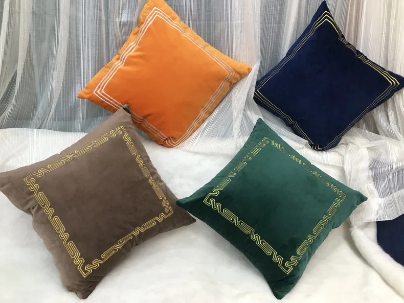 Зеленая, желтая, розовая, синяя, серая бархатная наволочка для подушки с геометрическим рисунком, наволочка, наволочка для дома, Декоративные диванные подушки
