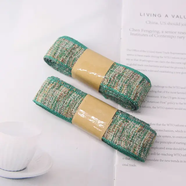 2.5cm Pattern Dress Tie Christmas Ribbon DIY Gift Wrapping Wedding Decoration Hair Accessories Bowknot Hand-Sewn Process green
