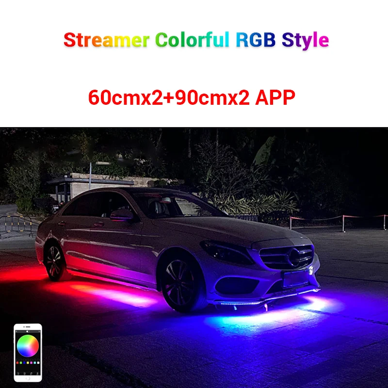 halogen light car LED Car Underglow Lights Remote/APP Control Chassis Neon Lights RGB Flexible Strips Atmosphere Lamp Underbody System Waterproof car headlight Car Lights