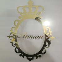 กระจกป้ายชื่อส่วนบุคคลไม้อะคริลิคงานแต่งงานชื่อป้ายที่กำหนดเอง Baby Shower Party ลายเซ็นตกแต่งเลเซอร์ตัด 3