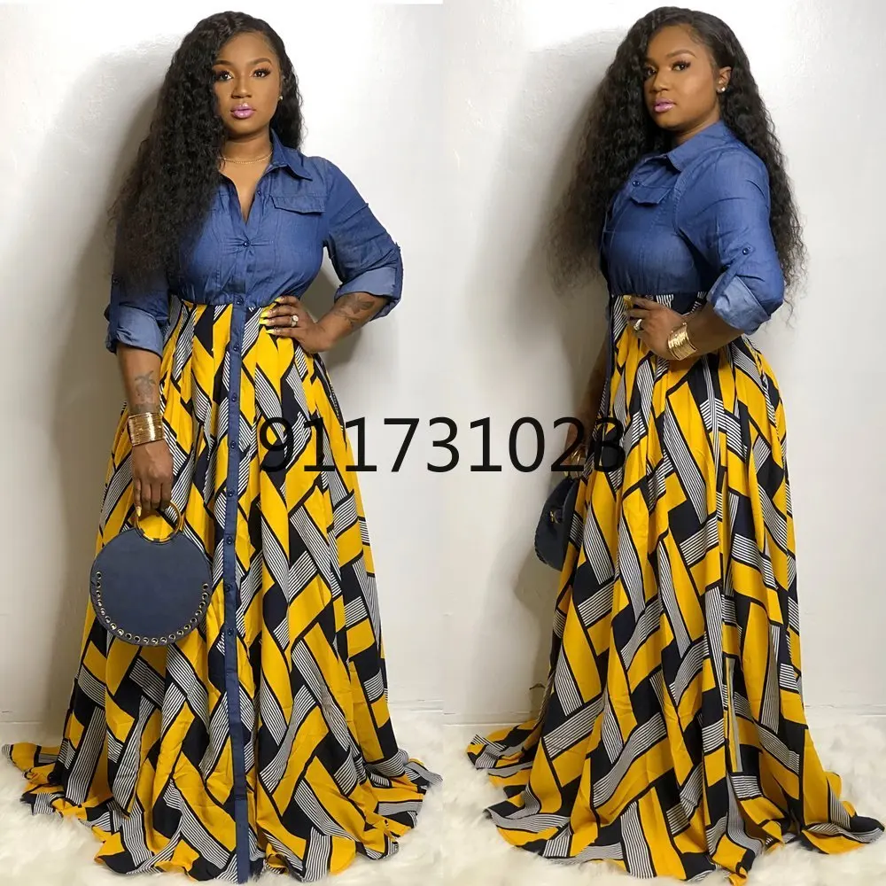 5x African Dresses for Women 2021 Spring Fashion Printing Long Dress Clothes | Тематическая одежда и униформа