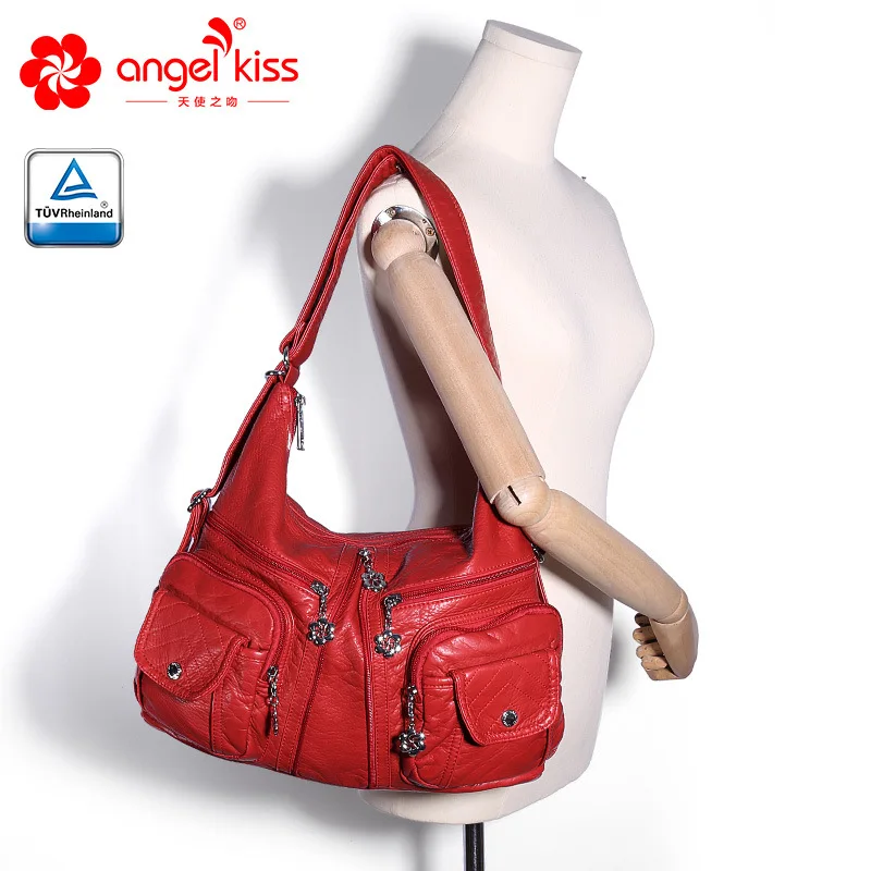 Angelkiss/женская сумка из искусственной кожи в европейском и американском стиле, однотонные женские сумки различных цветов, сумка на одно плечо, Диагональная Сумка-седло