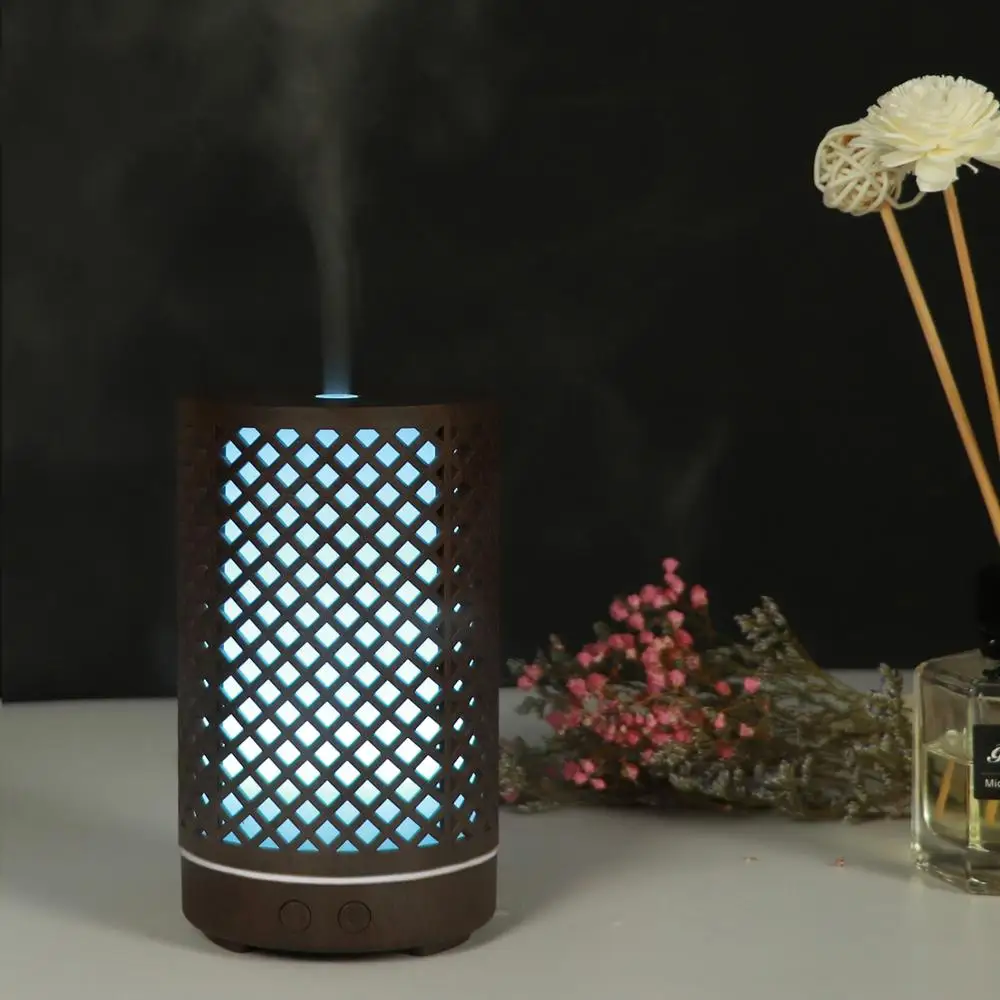 100ml air ultrasonic humidifiers essential oil humidifiers diffusers electric wood Openwork Aromatherapy Machine For Home