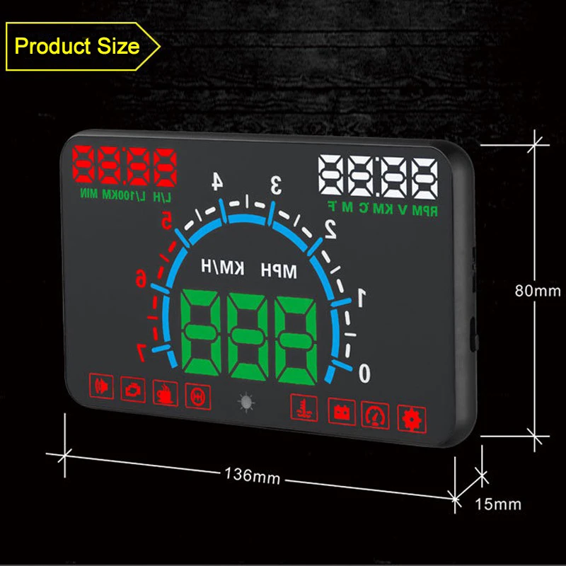 OBDII HUD ڵ ÷,  ÷  ÷,  溸,  Һ ÷, Hud  E350, 5.8 ġ ȭ