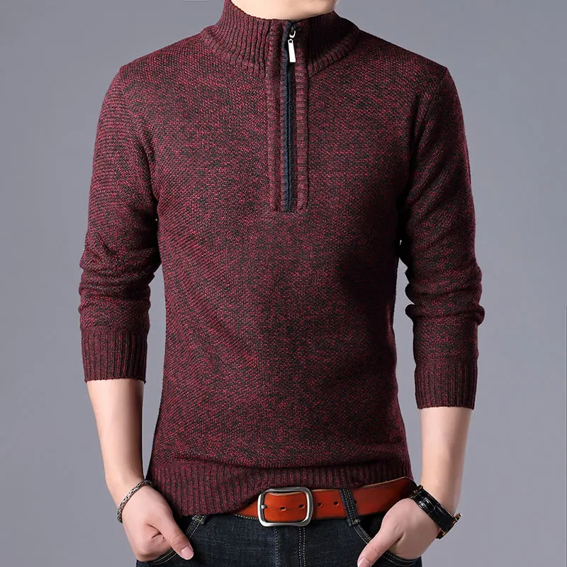 2019 autumn and winter new plus velvet thick large size sweater coat collar collar pullover Polo shirt pullover sweater