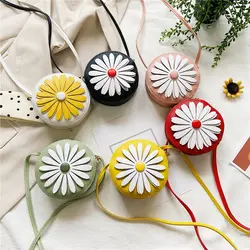 Cute Little Daisy Girl Small Children's Shoulder Bags Fashion PU Leather Princess Mini Messenger Bag Coin Purse Wallet Handbags