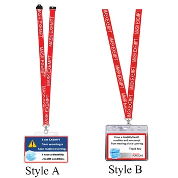 

1 Set Face Mask Exemption Card Travel ID Card with Card Holder and Lanyard No Face Covering 3 Styles Durable Lightweight