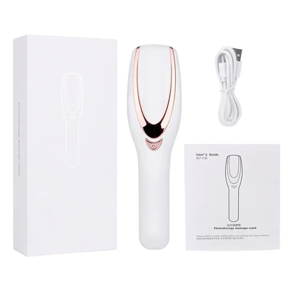 white Hair Comb New Comb Three Color Therapy Light Electric Head Care Massage Hair Comb Portable Comb Scalp Massage Comb - Цвет: white