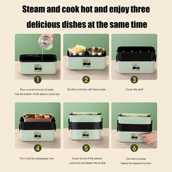 

Electric Lunch Box Multifunction Rice Cooker Food Warmer Travel Student Heated Lunch Box Dormitory Storage Container