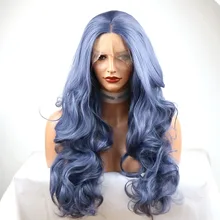 Смешанный синий синтетический парик на кружеве натуральные волнистые синие парики для женщин натуральные волосы без клея термостойкие косплей Вечерние