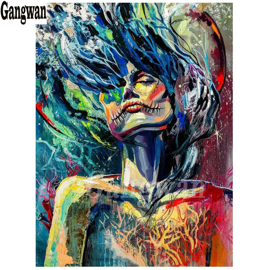 Алмазная вышивка абстрактный цвет Череп красота 5d алмазная живопись полностью