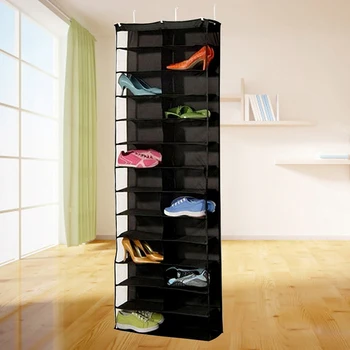 

LUDA Hanging Shoe Shelves Closet Organizer 26 Pockets over the Door Shoe Organizer, Crystal Clear Shoe Rack Door Shelf Hanger Ho